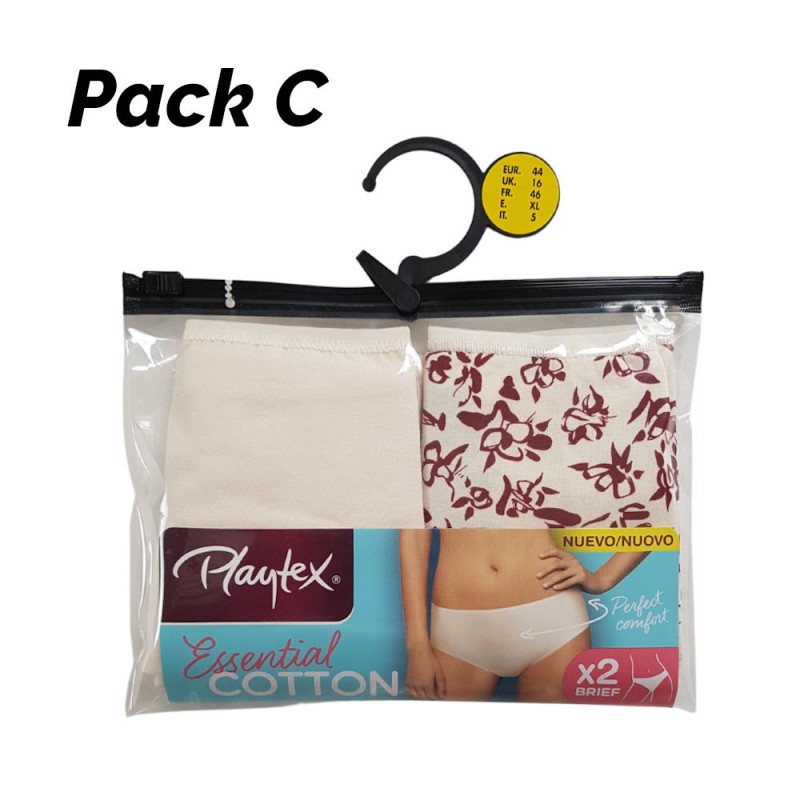 Pack 2 braguitas altas de algodón sostenible de Mujer PLAYTEX